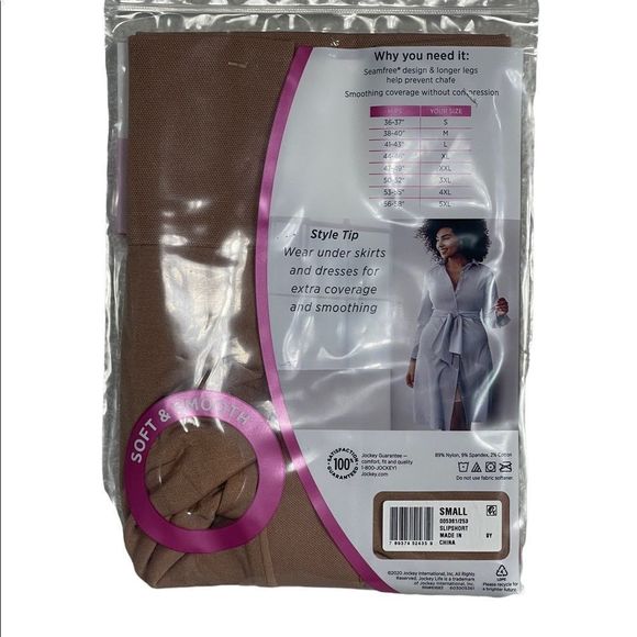 Jockey Life No-Chafe Seamfree Slipshort 5XL White Non-Compression Smoothing - Picture 5 of 6